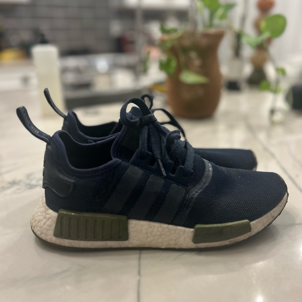 Adidas Dark Blue Sneakers with Olive Accents